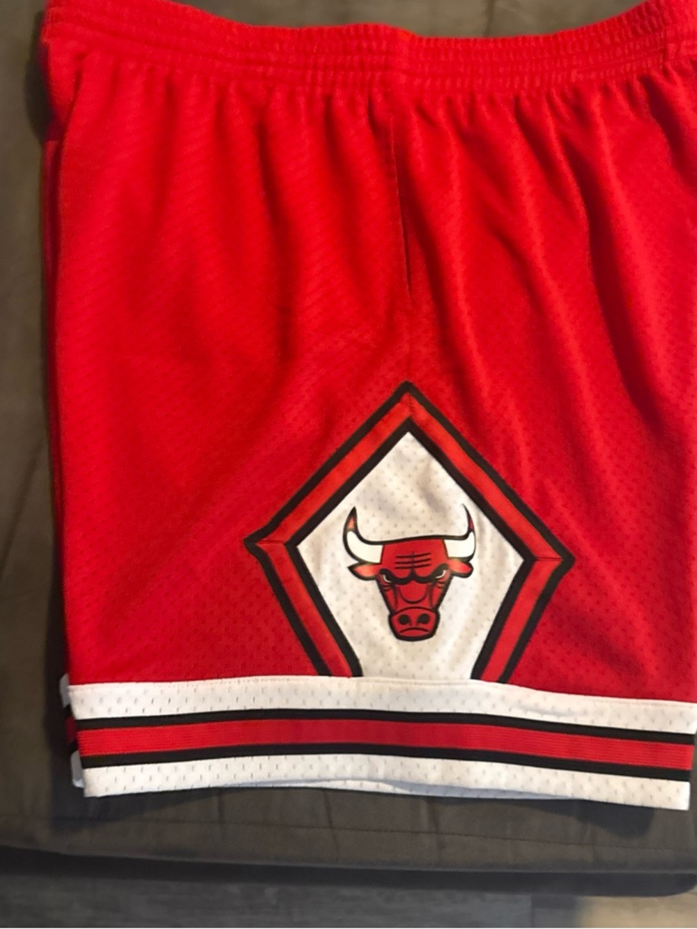 Mitchell & Ness 97-98 Red Chicago Bulls Athletic Shorts with White Trim